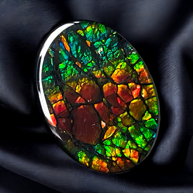 天然石 宝石 アンモライト（Ammolite）トリプレットルース オーバル 20×15mm AMOV201502 パーツ