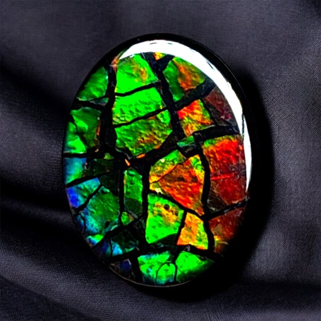 天然石 宝石 アンモライト（Ammolite）トリプレットルース オーバル 16×12mm AMOV161201 パーツ