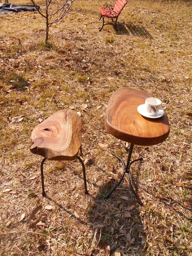 　　けやき　サイドテーブル　03-12　テーブルのみ（高さ50㎝：僅かな高さ変更可能）