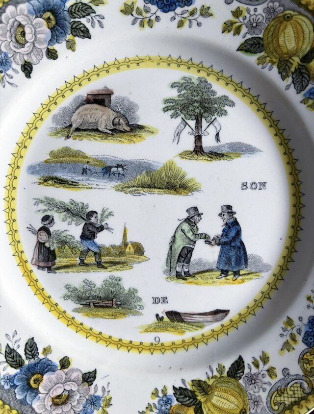 ショワジールロワ 彩色 グリザイユ 平皿 なぞなぞ φ20.8cm