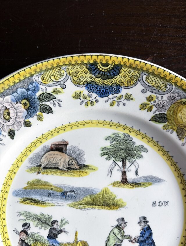 ショワジールロワ 彩色 グリザイユ 平皿 なぞなぞ φ20.8cm