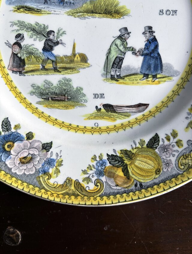 ショワジールロワ 彩色 グリザイユ 平皿 なぞなぞ φ20.8cm