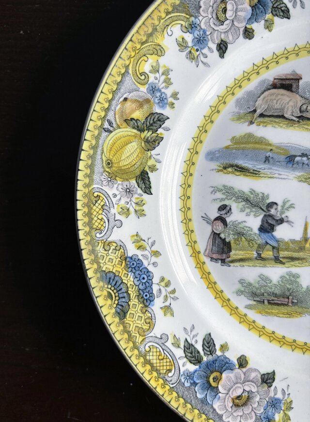 ショワジールロワ 彩色 グリザイユ 平皿 なぞなぞ φ20.8cm