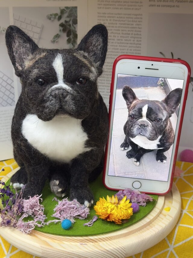 【オーダーメイド ペット】 羊毛 フェルト 犬 オーダー 愛犬 人形 フレンチブルドッグ うちの子、ペット似顔絵、犬 猫 人形