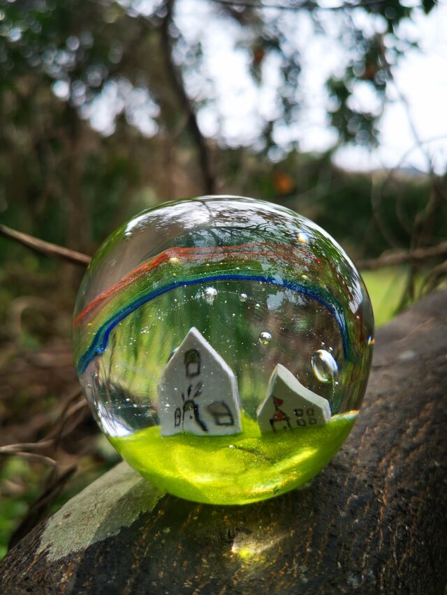 マリアサンク様用　虹と家のペーパーウエイト