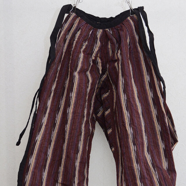 もんぺ パンツ 古布 木綿 野良着 矢絣 縞模様 リメイク素材 ハンドメイド ジャパンヴィンテージ