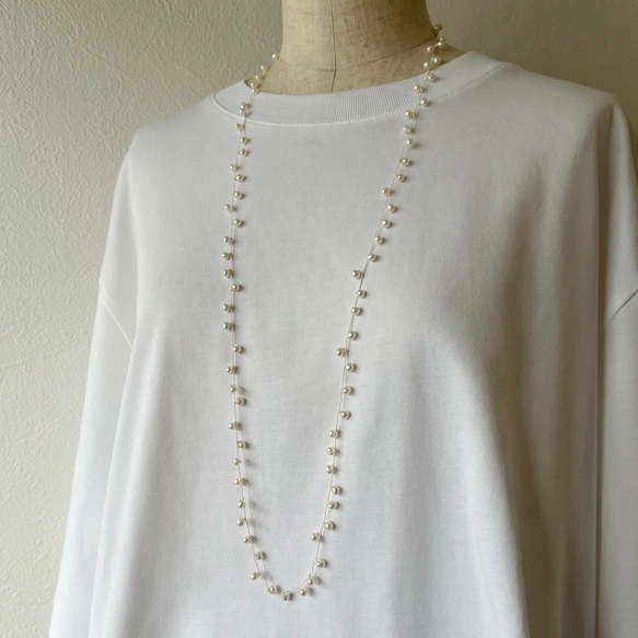 カジュアルに楽しむパール 淡水パール フリフリロングネックレス