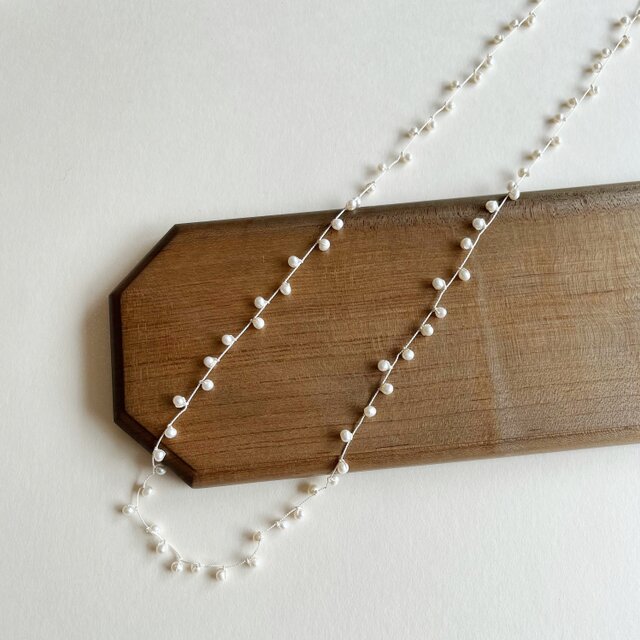 カジュアルに楽しむパール　淡水パール　フリフリロングネックレス【K14GF】