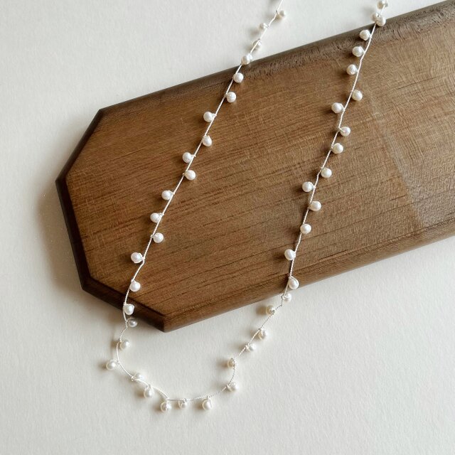 カジュアルに楽しむパール 淡水パール フリフリロングネックレス