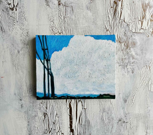 22×27㎝「巨大雲の在る風景20253」油彩・F3・原画