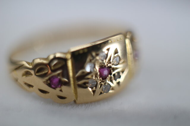 アンティーク 1923年 英国 イギリス 18金 ルビー ダイヤモンド