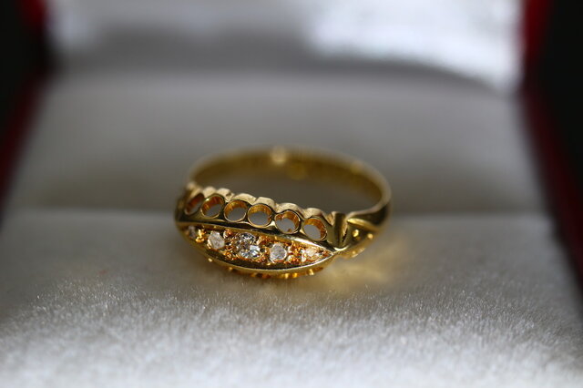 アンティーク 1916年 英国 イギリス 18金 天然ダイヤモンド ゴールド