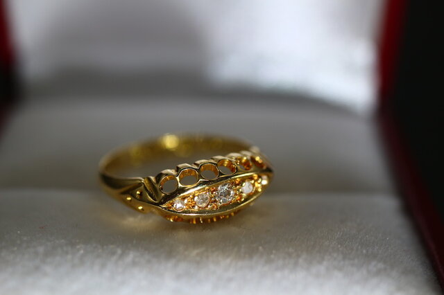 アンティーク 1916年 英国 イギリス 18金 天然ダイヤモンド ゴールド