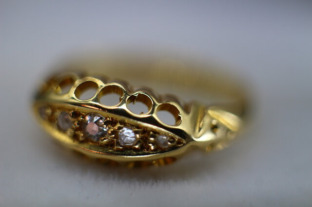 アンティーク 1916年 英国 イギリス 18金 天然ダイヤモンド ゴールド