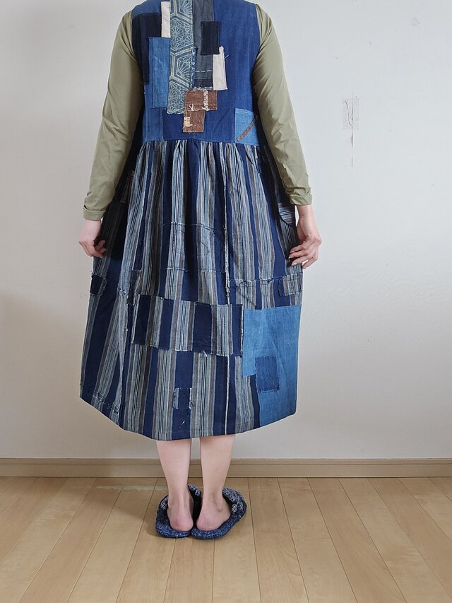 着物リメイク 古布 手作り BORO ジャンパースカート | iichi 日々の