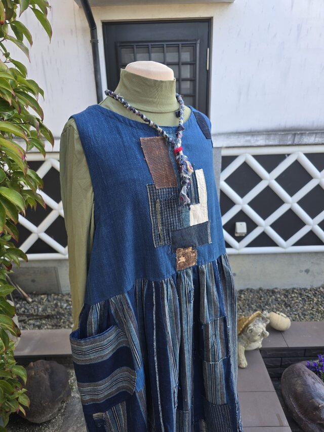 着物リメイク 古布 手作り BORO ジャンパースカート | iichi 日々の