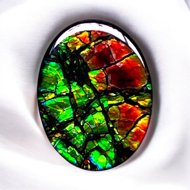 天然石 宝石 アンモライト（Ammolite）トリプレットルース オーバル 16×12mm AMOV161204 パーツ