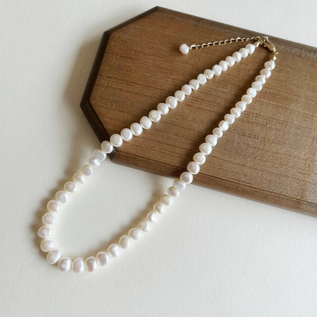 デイリーに楽しむパール　バロックパール　ショートネックレス【K14GF】SN-009