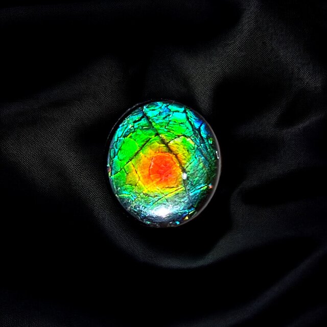 天然石 宝石 アンモライト（Ammolite）トリプレットルース オーバル 14×12mm AMOV141202 パーツ