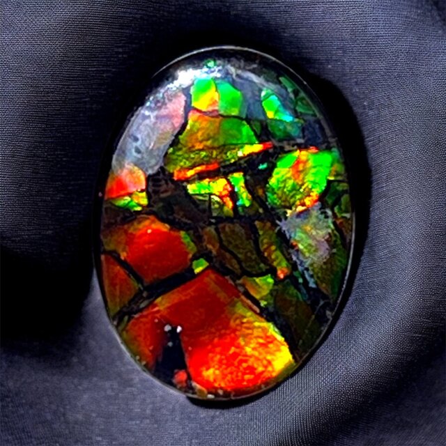 天然石 宝石 アンモライト（Ammolite）トリプレットルース オーバル 14×10mm AMOV141001 パーツ