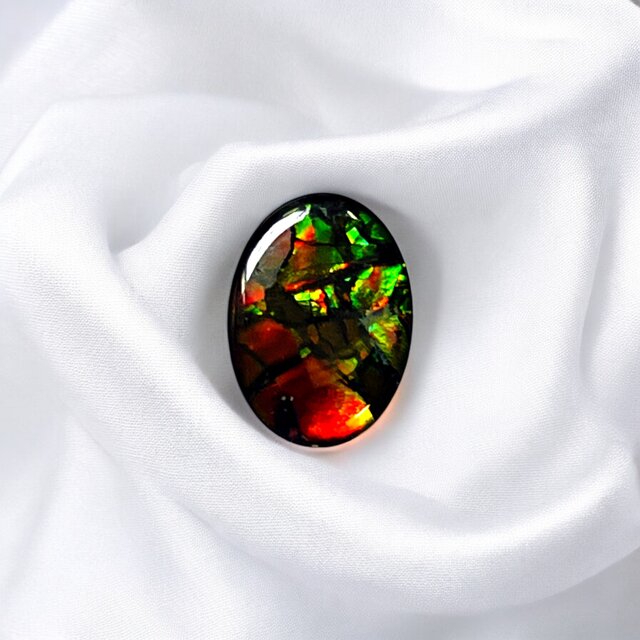 天然石 宝石 アンモライト（Ammolite）トリプレットルース オーバル 14