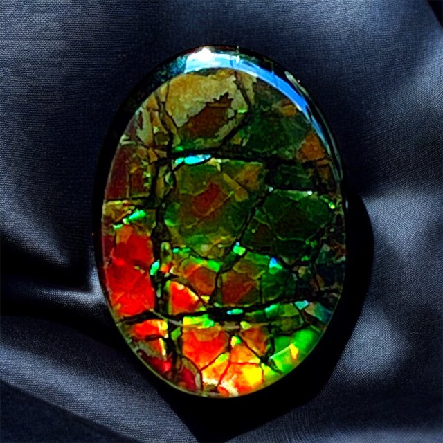 天然石 宝石 アンモライト（Ammolite）トリプレットルース オーバル 14×10mm AMOV141002 パーツ