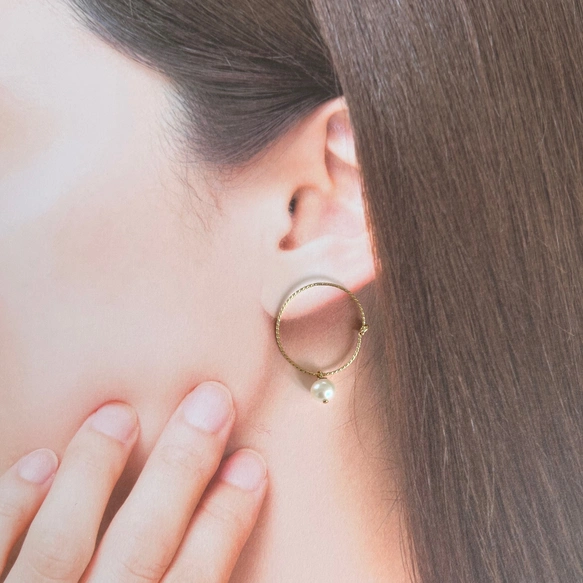 デイリーに楽しむパール 淡水パールフープピアス 【K14GF】 | iichi