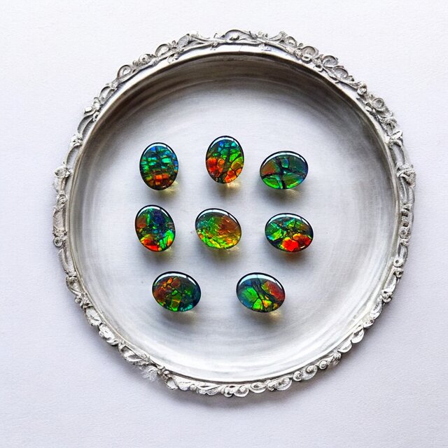 天然石 宝石 アンモライト トリプレットルース オーバル 10×8mm AMOV1008MIX ミックス A～H １点