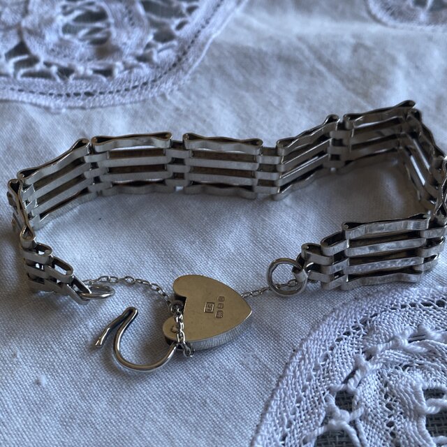 S925 ヴィンテージ モチーフ チェーンブレスレット イギリス ヴィンテージ パドロック スターリングシルバー チェーン