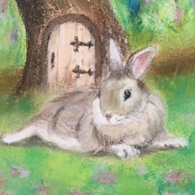 【F50号】うさぎ娘の爆裂うさぎパンチ oil painting 原画 抽象画 うさぎの村（パステル画 原画） 8号 | iichi 日々の暮らしを