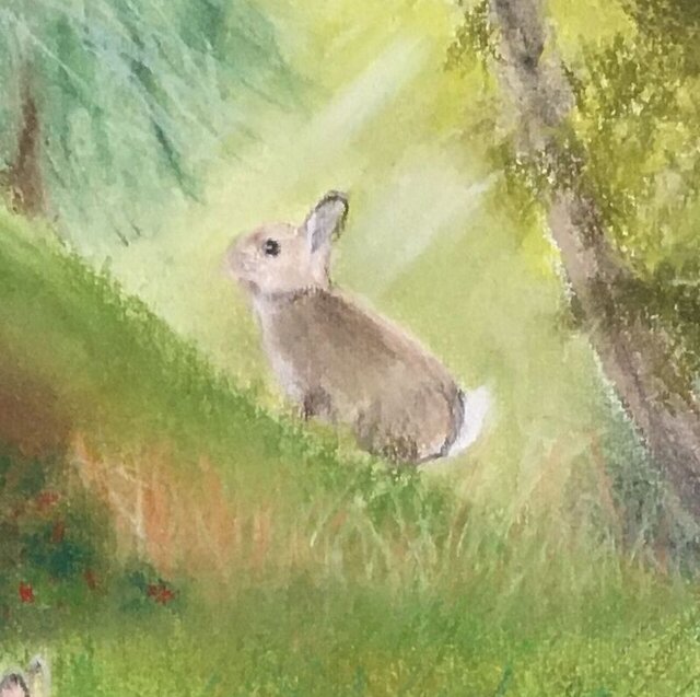 うさぎの村（パステル画 原画） 8号 | iichi 日々の暮らしを心地よく
