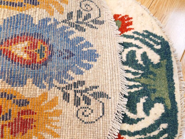 ペルシャ ギャッベ 玄関 マット 90Φ62㎝ 小判型 楕円形 パルメット