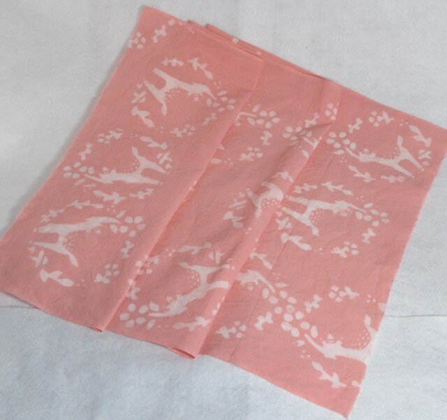 【展示品】草木染め/手ぬぐい/ピンク/*バンビちらし*の画像1枚目