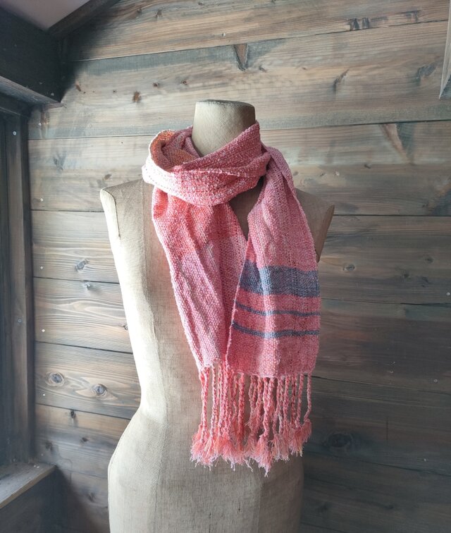 残糸利用　綿マフラー　送料無料　糸と糸