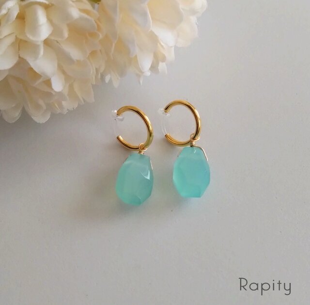 14kgfストライプブルーオパール・天然色ブルーカルセドニー