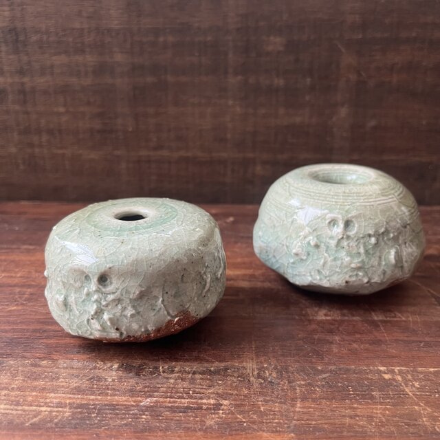 梟　花器　灰釉　No.12  No.13