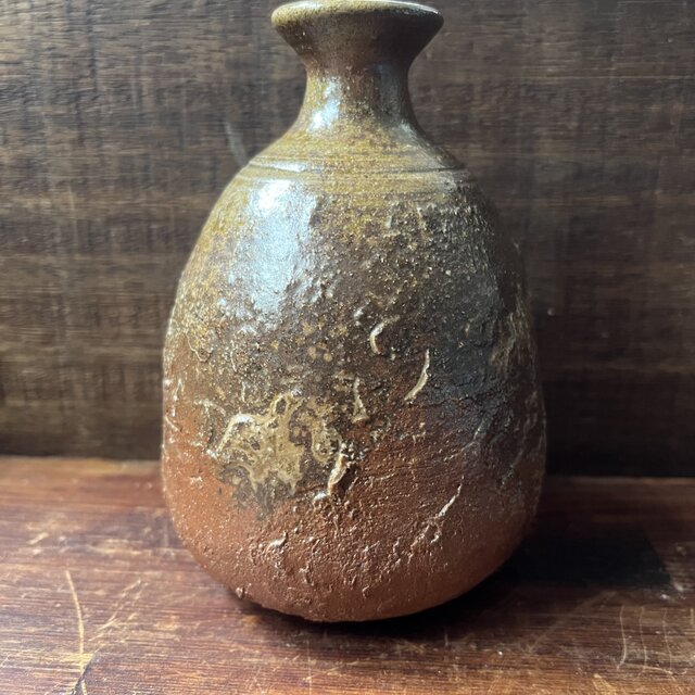 花器　備前焼　徳利型