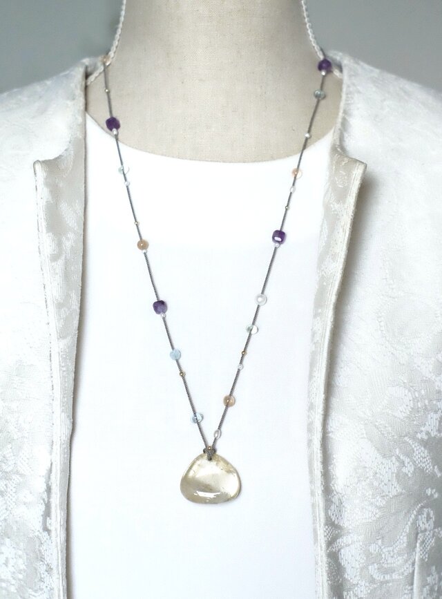 手組み組紐ネックレス "春の息吹 Souffle printanier"　