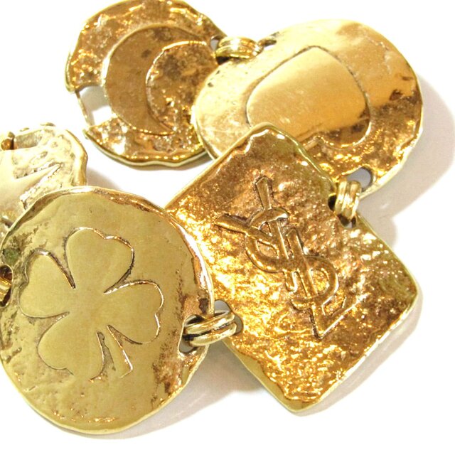 YVES SAINT LAURENT Vintage Gold Tone Big Parts Design Bracelet
