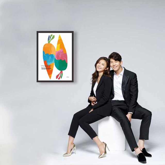 お似合いのふたり 野菜 送料無料 イラスト アート ポスター アート