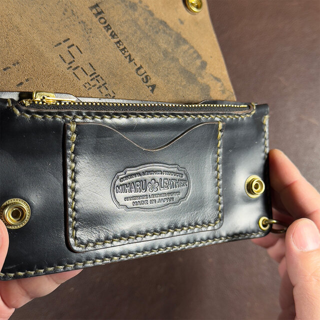 Horween社クロムエクセル・ブラック茶芯使用 ロングトラッカー