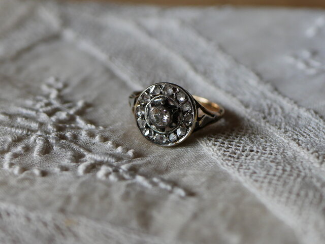 アールデコ　K18 アンティークリング　フランスアンティーク FR-24 天然ダイヤモンド K18 アンティークリング アールデコ | mamantique