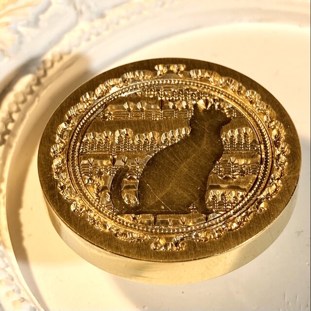 シーリングスタンプ　ヘッド　猫　楽譜　猫のワルツ　音楽　楽器