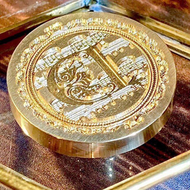 シーリングスタンプ　ヘッド　イニシャル　D 音楽　楽器　楽譜