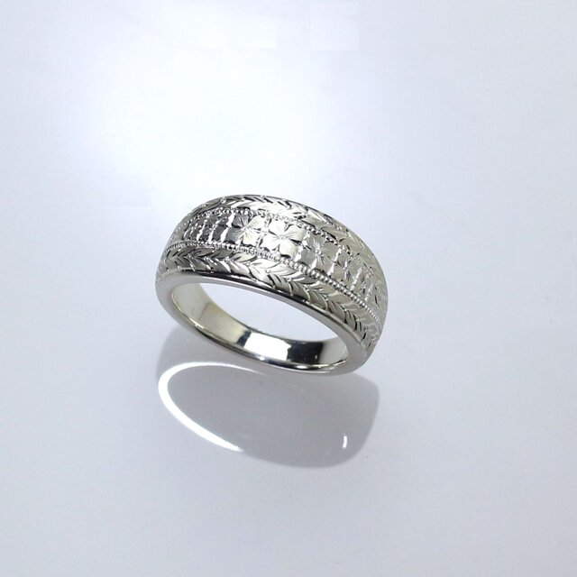 Pt900 手彫り・月形甲丸リング