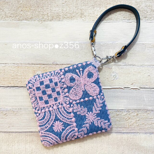 z356●スクエアポーチ（ミナペルホネン刺繍生地使用
