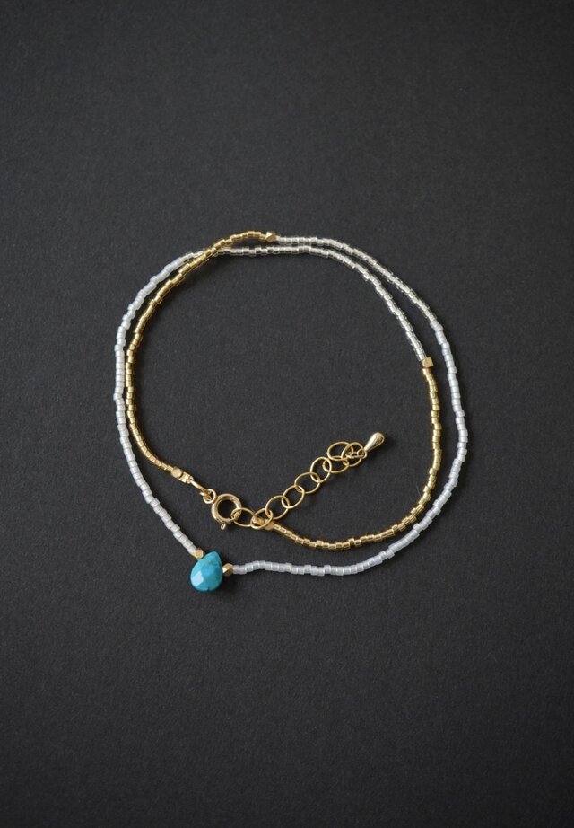 turquoise blue -ターコイズの一粒ネックレス