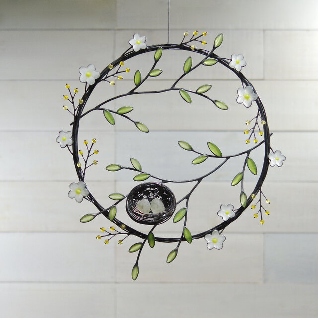 ガラスのリース［春の庭］ＬL