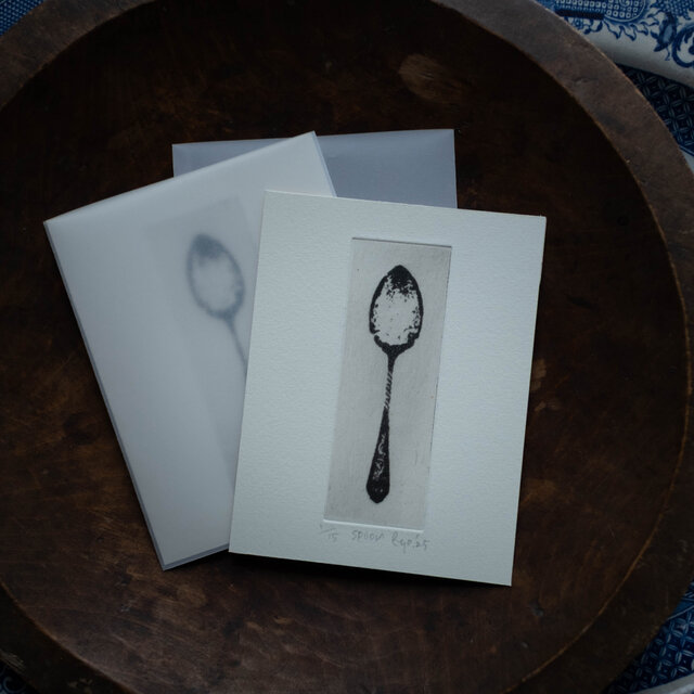 版画ゆうびん no.32 "spoon”（銅版画）