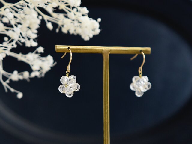 451 14kgfレクタングル□クリスタルのフープピアス 451 14kgf